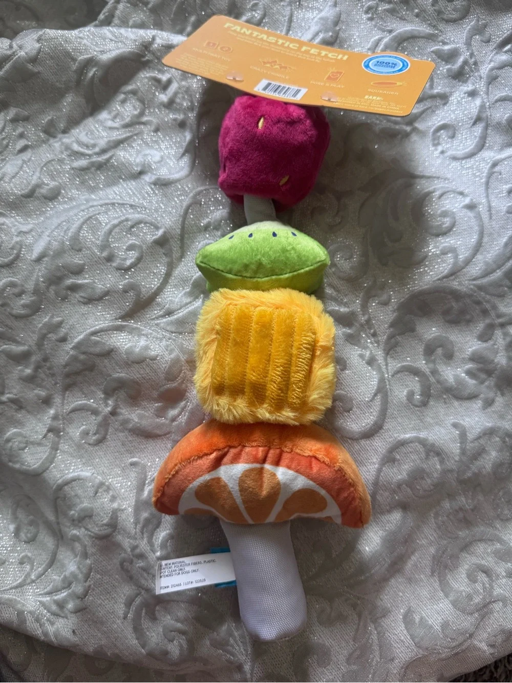 Fantastic Fetch Plush Fruit Stack Dog Toy - Orange, Yellow, Green, Pink